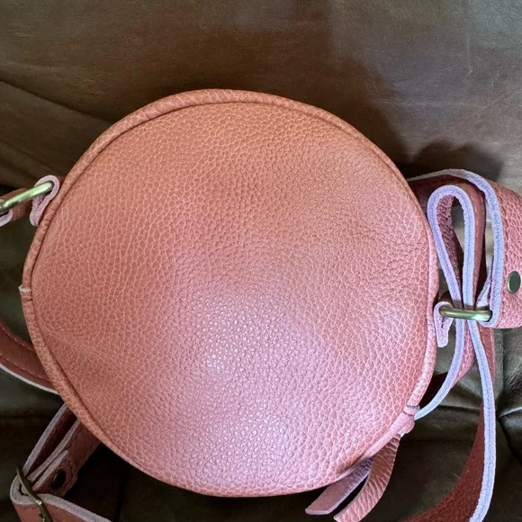 Portland Leather Goods Pink Small Watermelon Crossbody Bag with Pebbled Finish - Picture 2 of 2